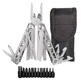 Heavy Duty Multitool | Military Grade Stainless Steel Frame; Deep Profile Blade; First Aid Scissors; Sturdy Pliers; Cord Cutter; 18 Locking