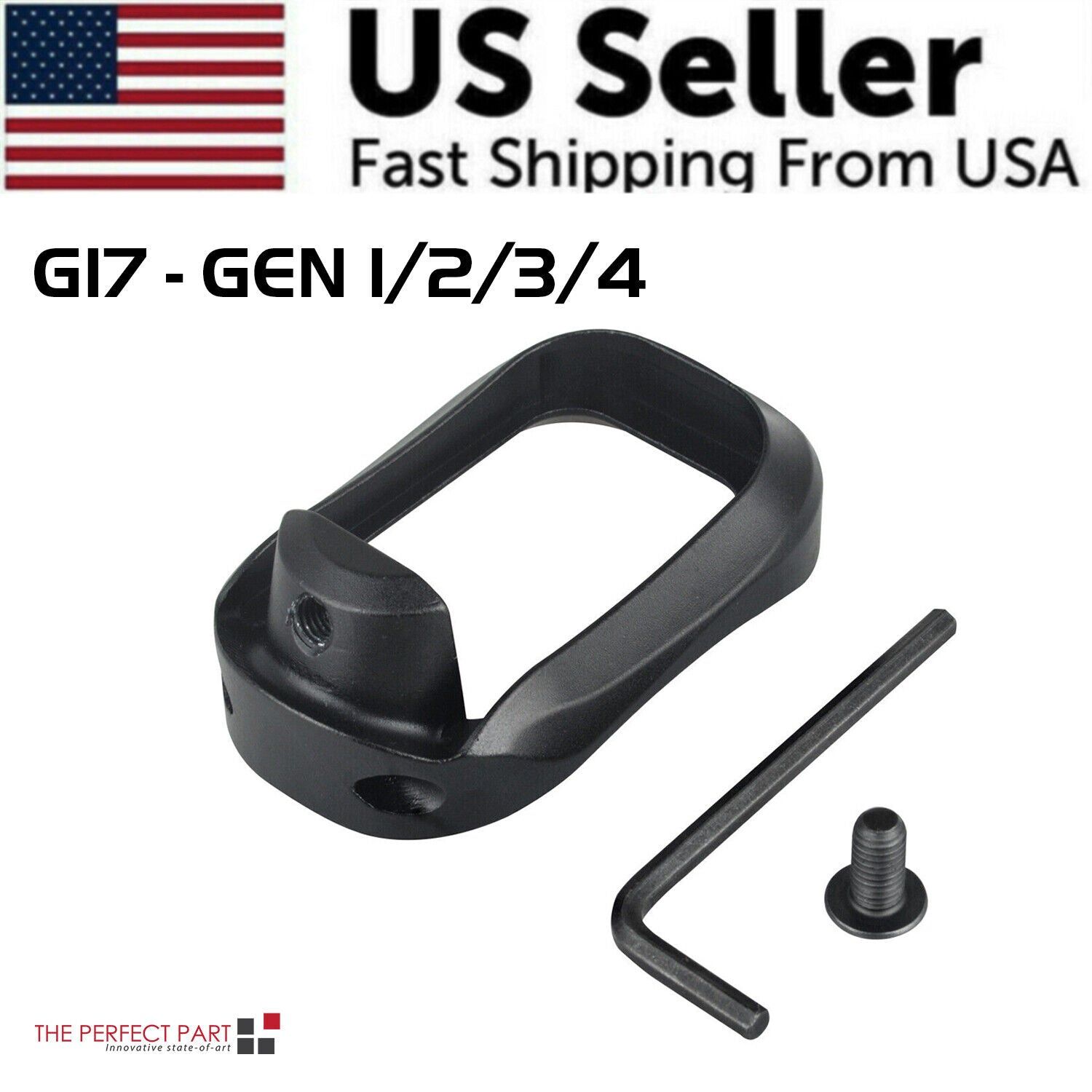 Anodized Aluminum Flared Magwell For Glock 19/17/22/24/31/34/35/37 Gen 1/2/3/4/5 (Model: For G17 GEN 1-4, Color: Black)