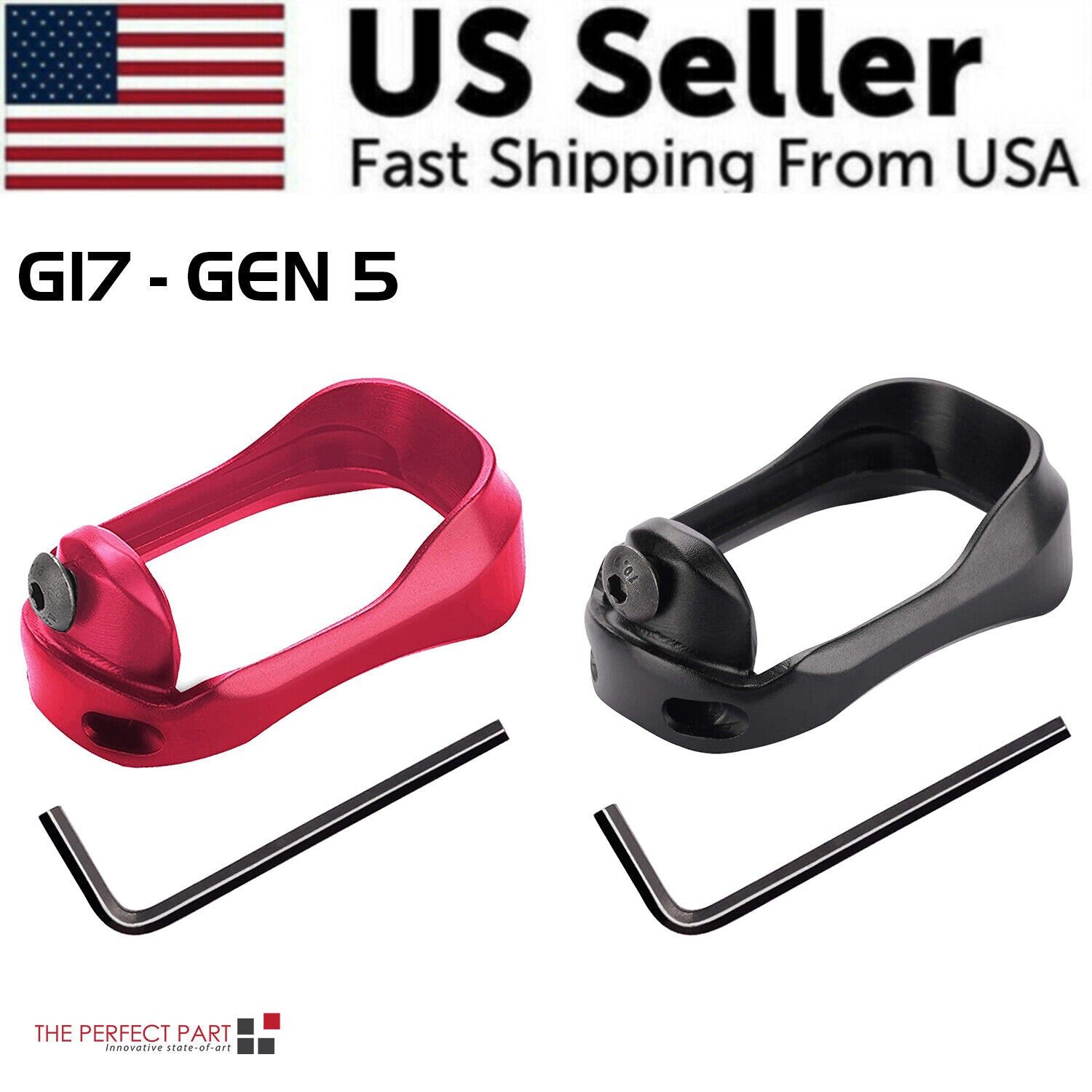 Anodized Aluminum Flared Magwell For Glock 19/17/22/24/31/34/35/37 Gen 1/2/3/4/5 (Model: For G17 GEN 5, Color: Black)